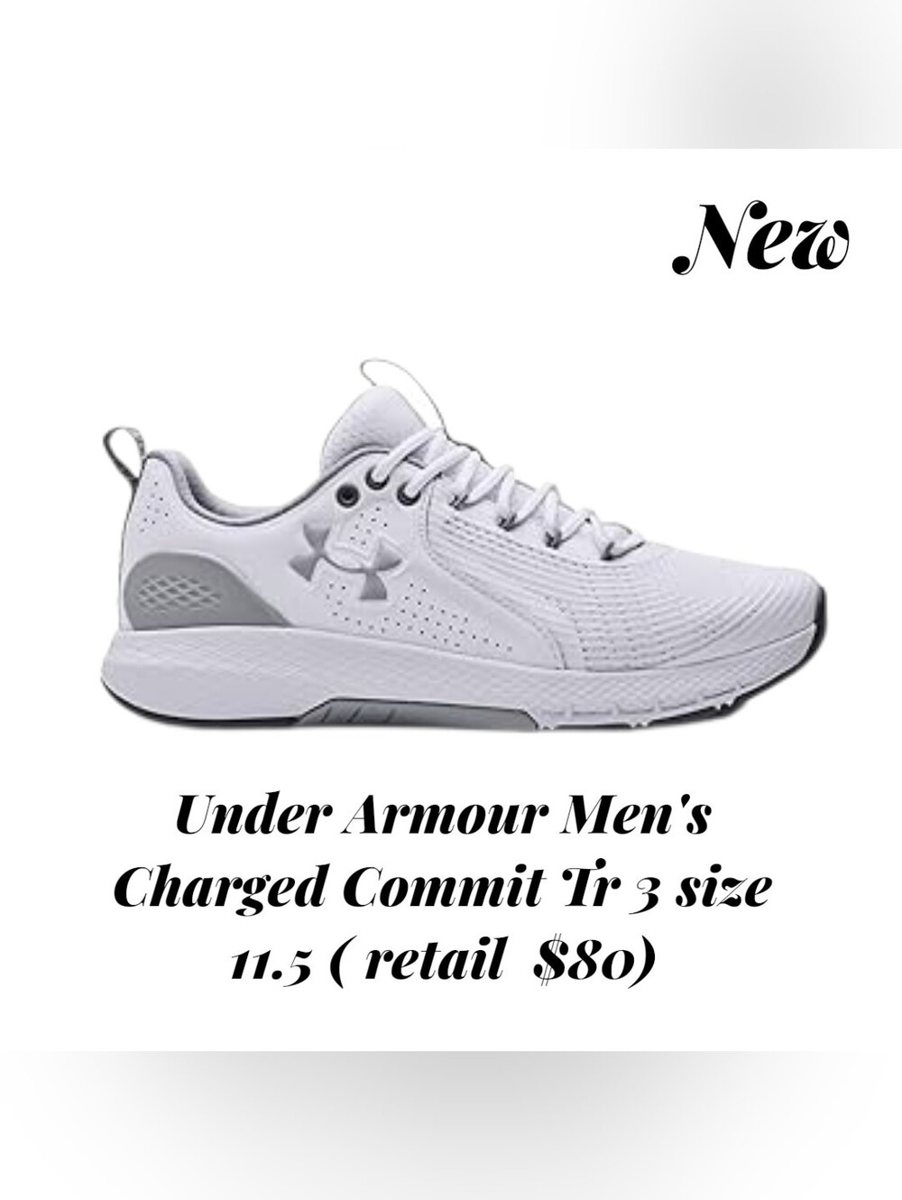 ❌Under Armour White and Gray Men's Training Sneaker